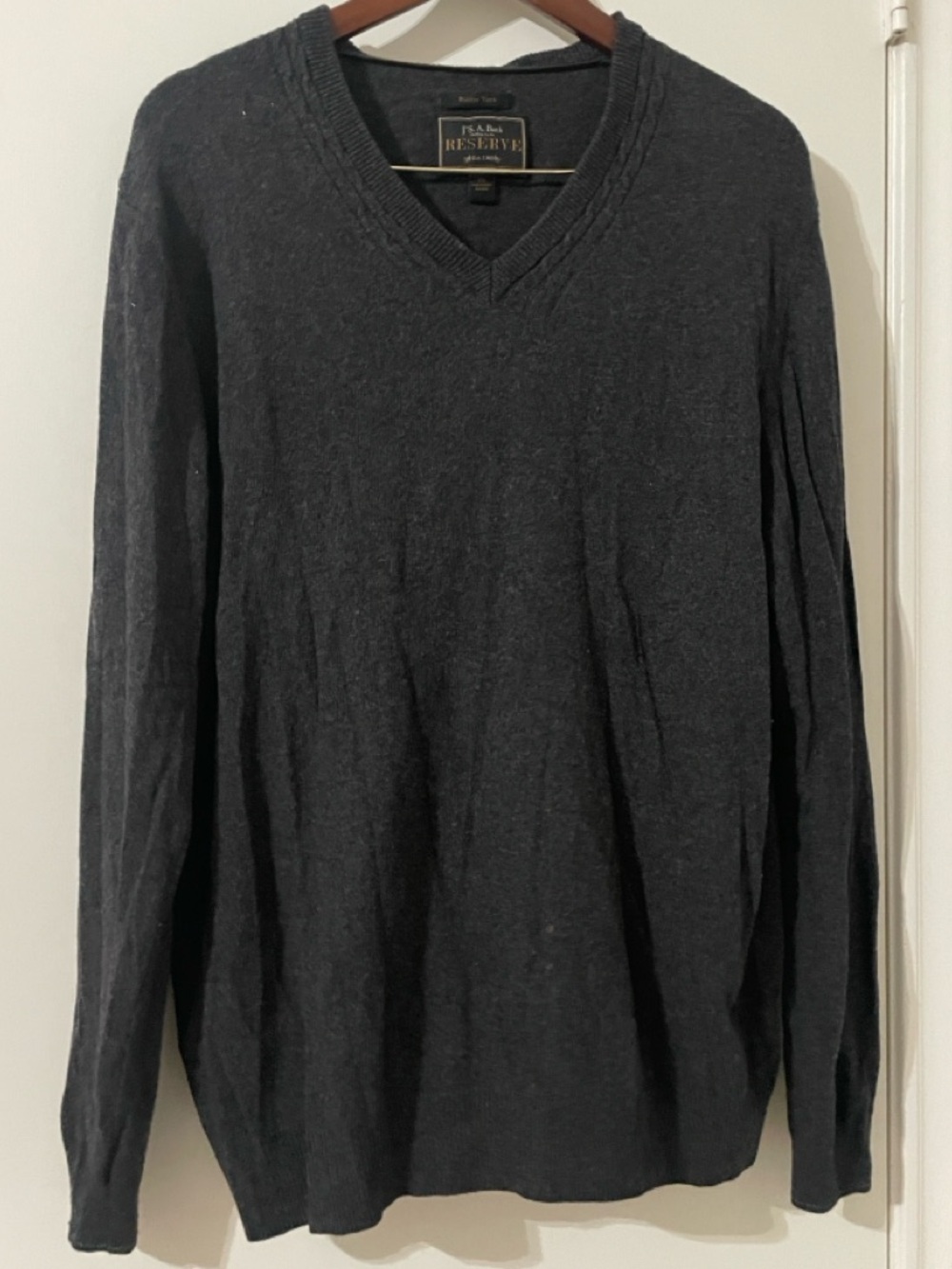 Jos. A. Bank Reserve Cashmere Blend V-Neck Sweater Charcoal Grey XL